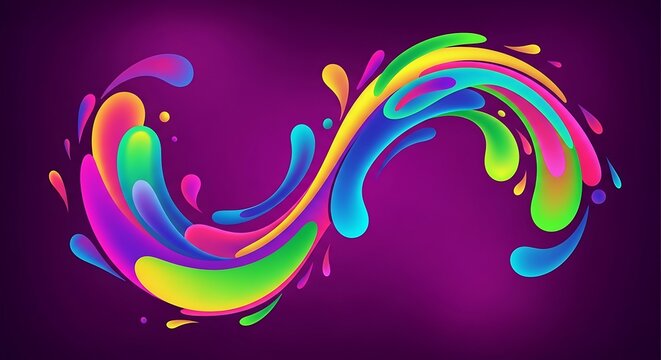 Vibrant infinity symbol made of colorful splashes on a dark purple background - Powered by Adobe