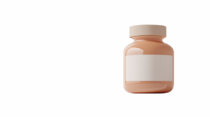 Peach supplement jar mockup with left copy space