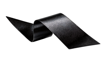 Black ribbon with texture isolated on transparent background