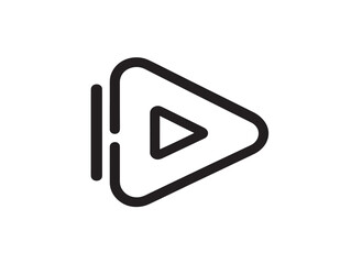 Modern media play icon for video content and music applications