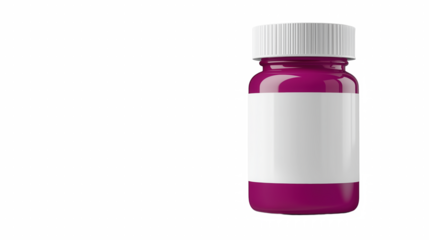 Pink bottle white label left copy space layout