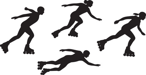Rollerblading silhouttee vector on white background