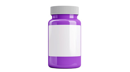 Purple supplement bottle with white label
