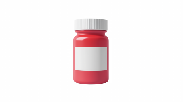 Red supplement bottle mockup centered minimalist product shot