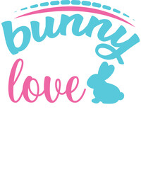 Cute bunny love text with a silhouette of a rabbit