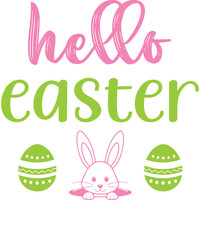 Happy easter greeting with bunny and decorated eggs