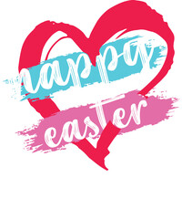 Happy easter heart with brush strokes and text