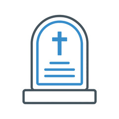 Obraz premium Illustration of a tombstone with a cross on top and horizontal lines in the middle