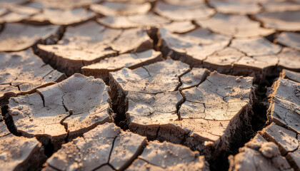 Fototapeta premium cracked dry earth surface, macro texture, climate change concept