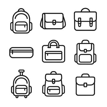 Case vector icons backpack messenger icon pencil bag laptop school satchel rucksack