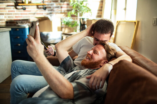 Couple enjoying time together at home