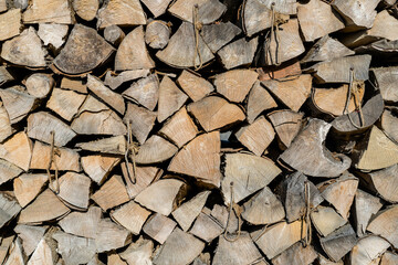 Firewood stacked against the wall.