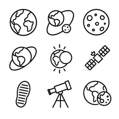 Lunar footprint icon orbit vector earth astronaut satellite eclipse path moon telescope