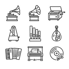 Gramophone phonograph pipes disc icons icon piano box organ accordion vector mechanical