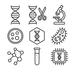Chip genome editing dish icons grid dna icon model vector microscope biotech