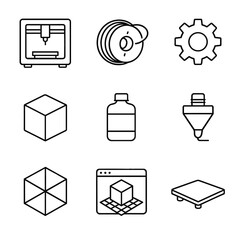 Cube software filament icon print vector d nozzle spool bottle icons printing