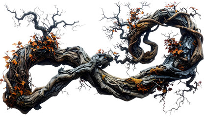 isolated dry twisted vine with no leaves, spooky gothic forest element, transparent