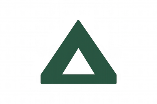 Green triangle outline forming a bold geometric symbol. The minimal design is on a transparent background, perfect for various graphic uses