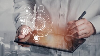 Global shipping icons show transport, loFunnelics, and cargo delivery. Global shipping connects...