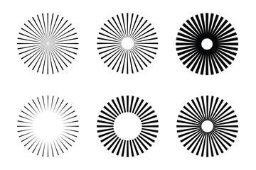 Six radial starburst shapes for decorative design projects vector