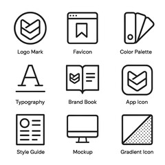 Digital typography gradient icons vector favicon app palette color book brand branding