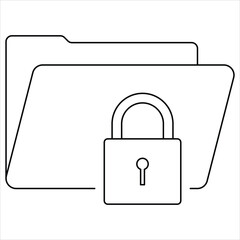 Secure Files with Padlock - Protected Data, Confidentiality, Editable Stroke Vector Icon. Data Encryption, Cybersecurity - Line Art for Security & Privacy Concepts.
