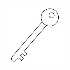 Editable Stroke Classic Key Icon – Minimalist Vector Outline for Security, Access & Lock Design with Customizable Line Weight