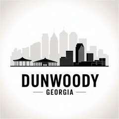 Naklejka premium ‎Dunwoody Georgia Skyline Silhouette — A Suburban Atlanta Business District Vector Illustration