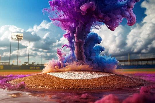 Ink-like color bloom around pitchera??s mound perspective