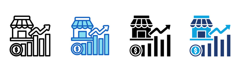 Market Development icon Multi Style Vector Illustration