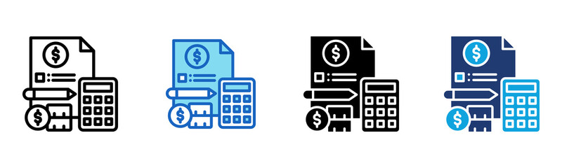 Financial Calculation icon Multi Style Vector Illustration