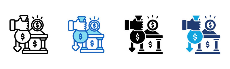Cash Deposit icon Multi Style Vector Illustration