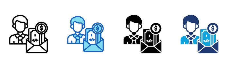 Salary Envelope icon Multi Style Vector Illustration