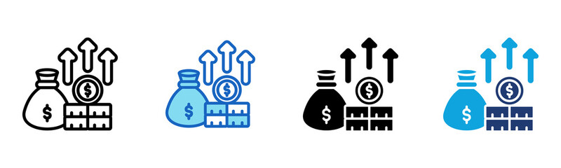 Earning Growth icon Multi Style Vector Illustration