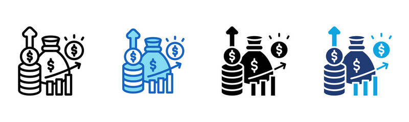Business Earning icon Multi Style Vector Illustration