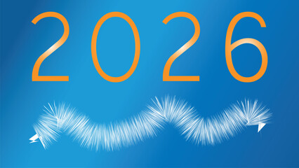 Welcome 2026 Vector File, New Year 2026 Design Text with a Bluish Gradient Background and White Fur Shape