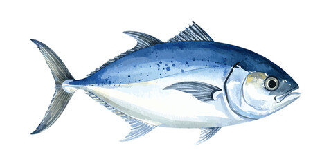 Fototapeta premium Watercolor Illustration of Giant Trevally Fish