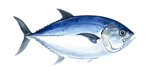 Fototapeta premium Watercolor Illustration of Giant Trevally Fish