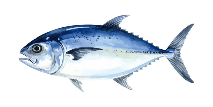 Watercolor Illustration of Giant Trevally Fish