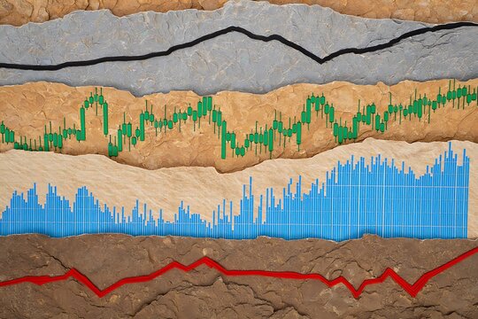 Conceptual geological stock market layers for business and investment analysis