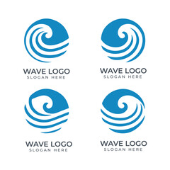 Modern wave logo design, abstract ocean swirl emblem in blue for business branding