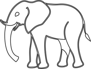 Elephant line art vector icon. Clean outline for animal designs, logos, or learning materials.