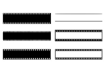 Obraz premium Seamless stripes of photographic film. Vintage element. Retro film with frames and without. Vector illustration.