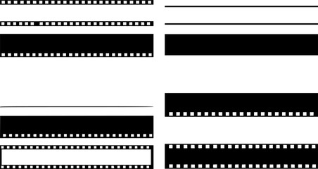Seamless stripes of photographic film. Vintage element. Retro film with frames and without. Vector illustration.