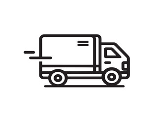 Stylish truck side silhouette symbol in bold elegant minimal line artwork