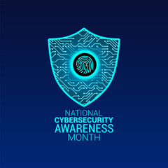 Vector graphic of National Cybersecurity Awareness Month for National Cybersecurity Awareness Month celebration.