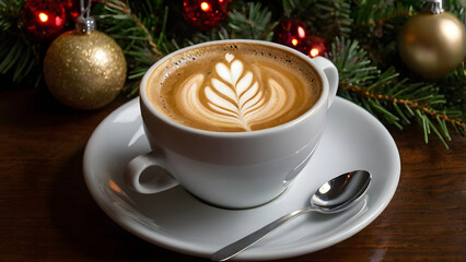cup of coffee and christmas cookies