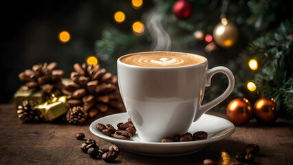 cup of coffee and christmas cookies