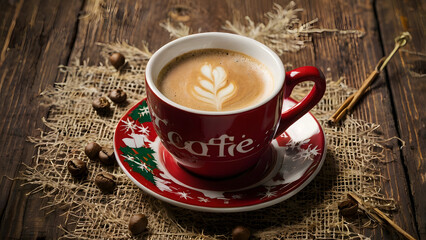 cup of coffee and christmas cookies