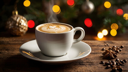 cup of coffee and christmas cookies